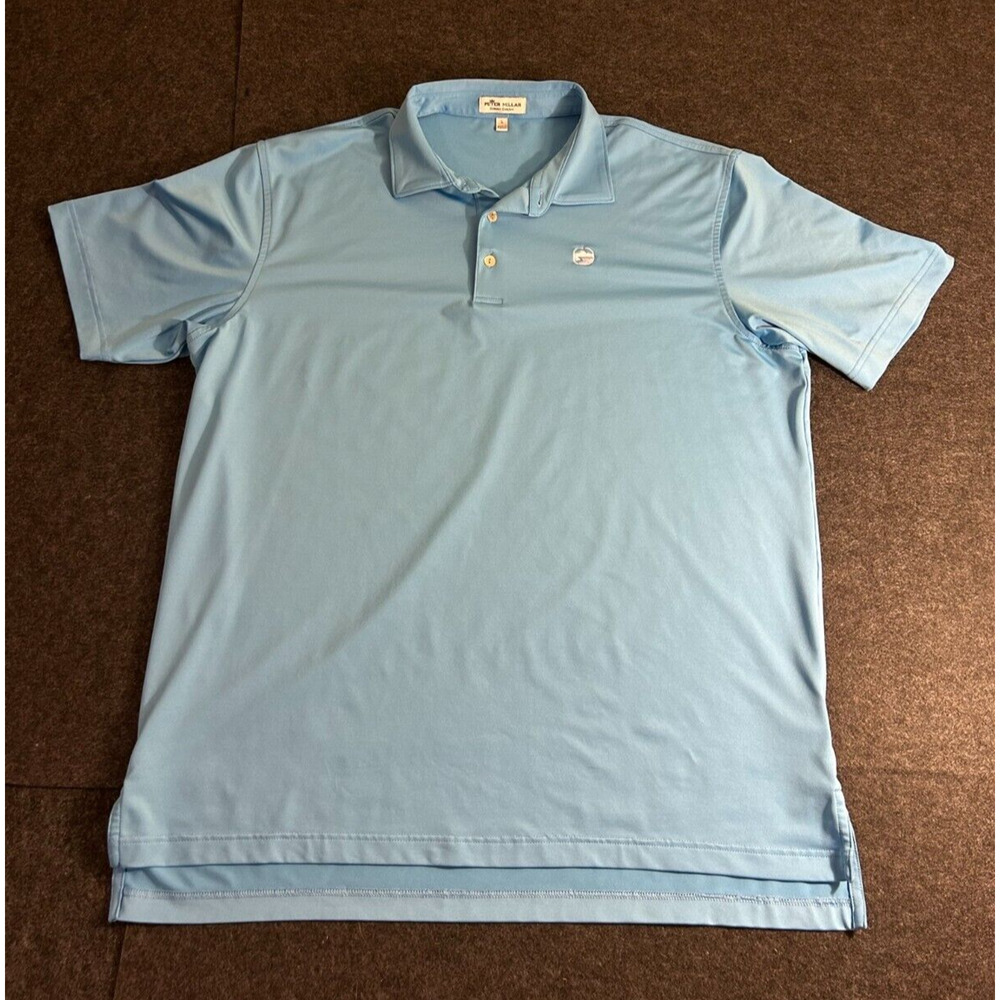 Peter Millar Summer Comfort Golf Polo Stretch Blue With White‎ Logo Size Large
